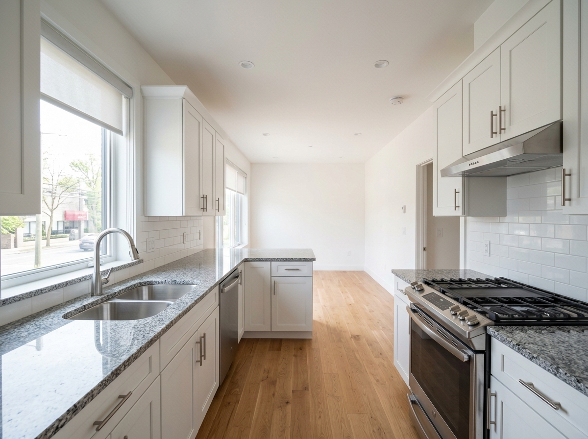 Kitchen countertops and appliances move-in baseline photo